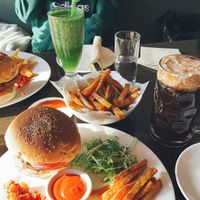 Mushroom burger, Vege beef burger at Chīsù De - Veggie Table in Beijing