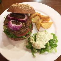 Mushroom burgers  at Chīsù De - Veggie Table in Beijing