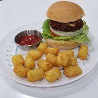 crab cake burger  at Vivi's Veggie in Seoul