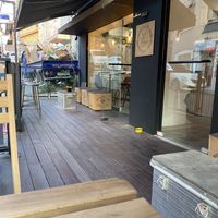 Outdoor seating in a cool neighborhood   at Vivi's Veggie in Seoul