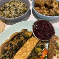Amazing Xmas dinner with some great sides and a vegetable Wellington!  at Vivi's Veggie in Seoul