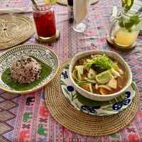 Tom yum soup and house made soda   at Soul Phuket in Phuket