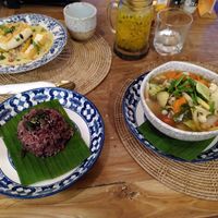Crispy tofu with lemongrass curry and Tom Yam mushroom soup at Soul Phuket in Phuket