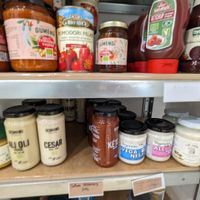 Choice of vegan mayos and sauces at Red Verde in Sevilla