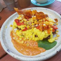Sweet potato rösti with vegan egg *chefs kiss* at Karma Cafe and Fitness in Parap