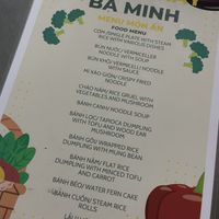 Menu  at Ba Minh in Hue