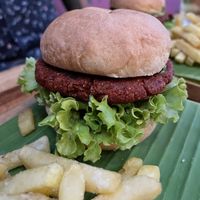 Vegan burger   at Jungle SV in El Tunco