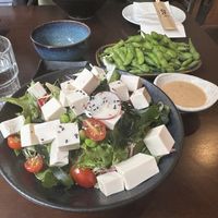 Tofu salad and edamame   at OITA in North London