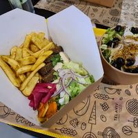 Fries, falafels and salad at Tel Aviv Urban Food - Zgrupowania in Warsaw