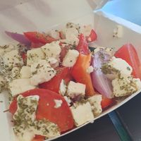 Greek salad at Vegan Pizza House in Vancouver