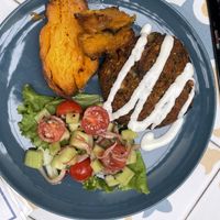 Dish of the day - pumpkin burger  at Fala Fala in Funchal