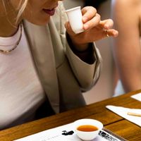 We use aroma cups to smell and then taste different types of teas at Impala + Peacock in Northcote