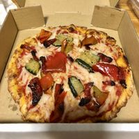 Veggie pizza fantasy at Caked Coffee in Toronto