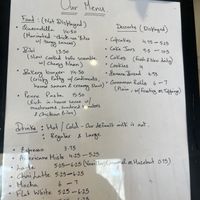 Caked vegan menu  at Caked Coffee in Toronto