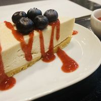 Cheesecake with homemade strawberry sauce   at Plant-erian in Krabi