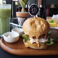 Katsu burger and iced matcha #Veganuary at Plant-erian in Krabi