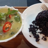Green curry with berryrice at Plant-erian in Krabi