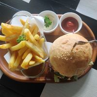 Tonkatsu burger at Plant-erian in Krabi
