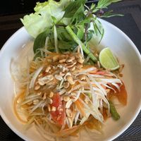 Papaya Salad.  They do not use oil or MSG!  This was so good!    at Plant-erian in Krabi