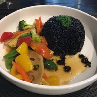 Riceberry and stir fried veggies  at Plant-erian in Krabi