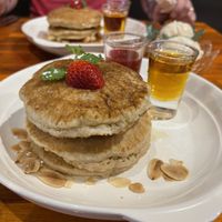 Pancake tower make sure to ask for an extra scoop of vanilla ice cream  at Plant-erian in Krabi