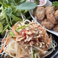 Papaya salad and nuggets  at Plant-erian in Krabi