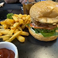 Burger and fries  at Plant-erian in Krabi