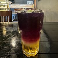 Butterfly pea iced lime tea  at Plant-erian in Krabi