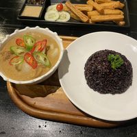 Massaman curry and chofu fries   at Plant-erian in Krabi
