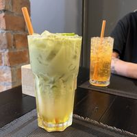 Matcha and Lime & Sparkling Peach Drink  at Plant-erian in Krabi