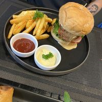 V-Nuggets Burger with fries and Dips  at Plant-erian in Krabi
