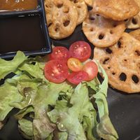 Fried lotus root at Plant-erian in Krabi