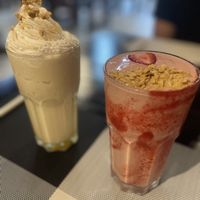 Caramel and strawberry shake at Plant-erian in Krabi