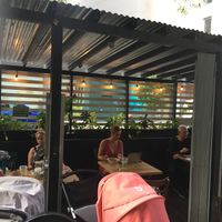 Outdoor seating at News Bar Cafe in New York City