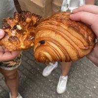 Caramel coated croissant and a pain au chocolate  at Saint-Jean in Amsterdam