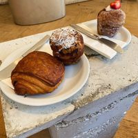 Pain au chocolat & two of their cruffins 🤤 at Saint-Jean in Amsterdam