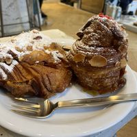 Double baked almond croissant and raspberry cruffin   at Saint-Jean in Amsterdam