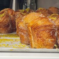Pistachio cruffins at the window at Saint-Jean in Amsterdam