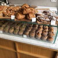 Counter with various vegan pastries  at Saint-Jean in Amsterdam