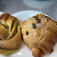 herb bun left, cheese croissant right  at Saint-Jean in Amsterdam