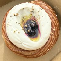 Elderflower, berries and cream. With olive oil on top   at Saint-Jean in Amsterdam
