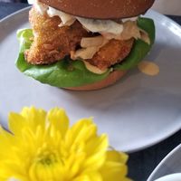 Vegan chicken burger at Earthen  in Brooklyn