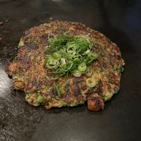 Okonomiyaki sans toppings!  Rookie error.  at Gion Tanto - 祇園たんと in Kyoto