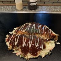 Mochi and corn okinomiyaki. Add your own vegan sauce as needed  at Gion Tanto - 祇園たんと in Kyoto