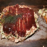 Soy Meat Okonomiyaki at Gion Tanto - 祇園たんと in Kyoto