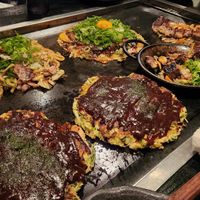 Mine was soy okonomiyaki and my sister had the plain one beside me at Gion Tanto - 祇園たんと in Kyoto