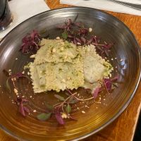 Cauliflower, chard, and leek ravioli at The Rising Sun in St Mawes