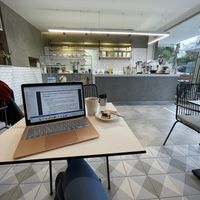 Small, but cute indoor seating at The Dose Coffee in Antalya