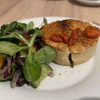 Chickpea tagine pie and salad with vegan fetaa  at Red Coat Cafe in Edinburgh