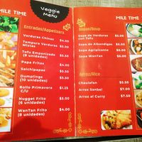 Menu at Mile Time in Quito